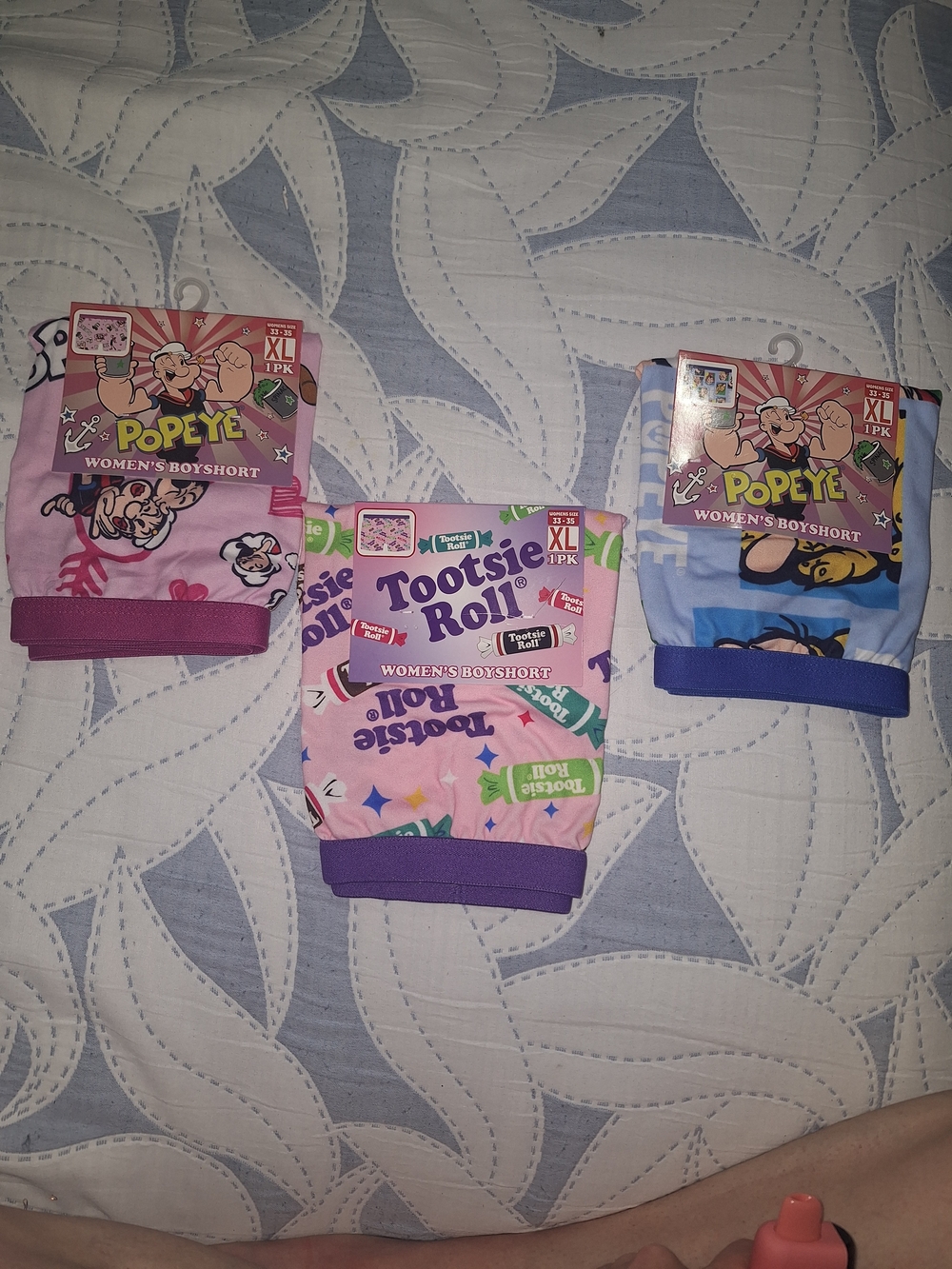 Popeye & Tootsie Roll Women's Boyshort 3-Pack - Pink, Light Blue, Lavender